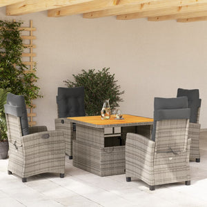 Set da Pranzo da Giardino 5 pz con Cuscini in Polyrattan Grigio 3277401