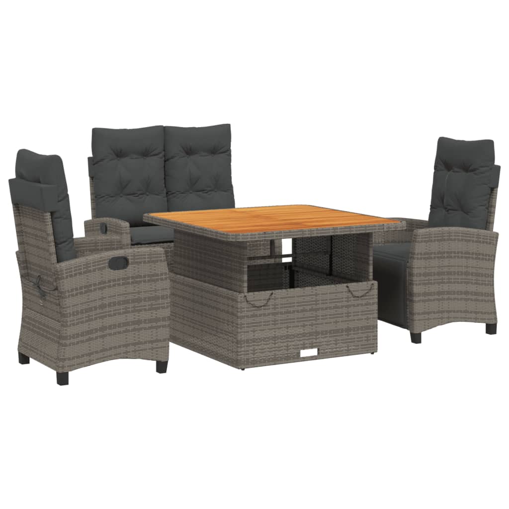 Set da Pranzo da Giardino 4 pz con Cuscini in Polyrattan Grigio 3277405