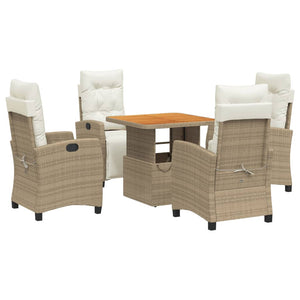 Set da Pranzo da Giardino 5 pz con Cuscini Beige in Polyrattan 3277412