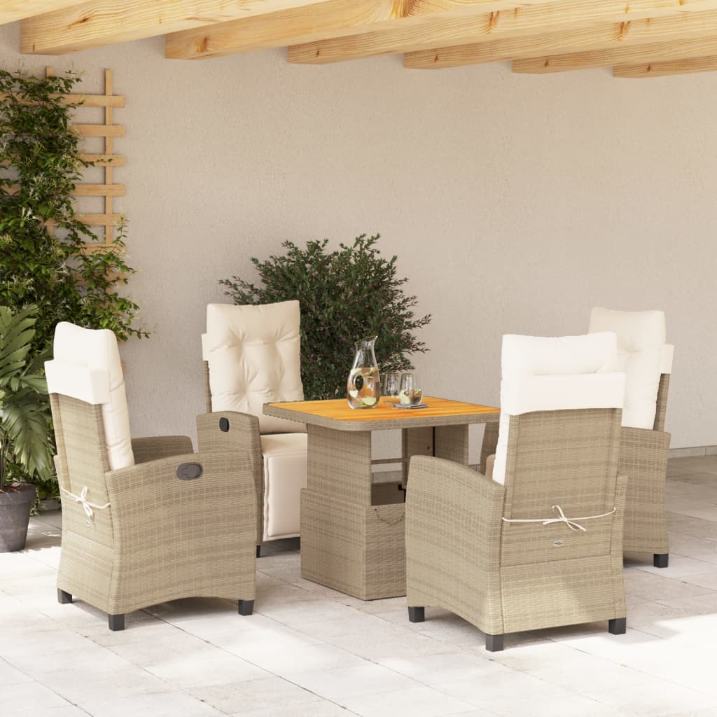 Set da Pranzo da Giardino 5 pz con Cuscini Beige in Polyrattan 3277412