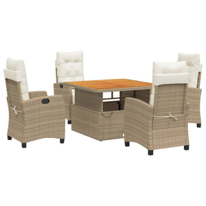 Set da Pranzo da Giardino 5 pz con Cuscini Beige in Polyrattan 3277414