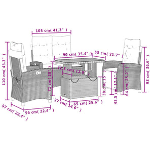 Set da Pranzo da Giardino 4 pz con Cuscini Beige in Polyrattan 3277420