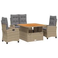 Set da Pranzo da Giardino 4 pz con Cuscini Beige in Polyrattancod mxl 114383