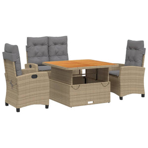 Set da Pranzo da Giardino 4 pz con Cuscini Beige in Polyrattancod mxl 114383