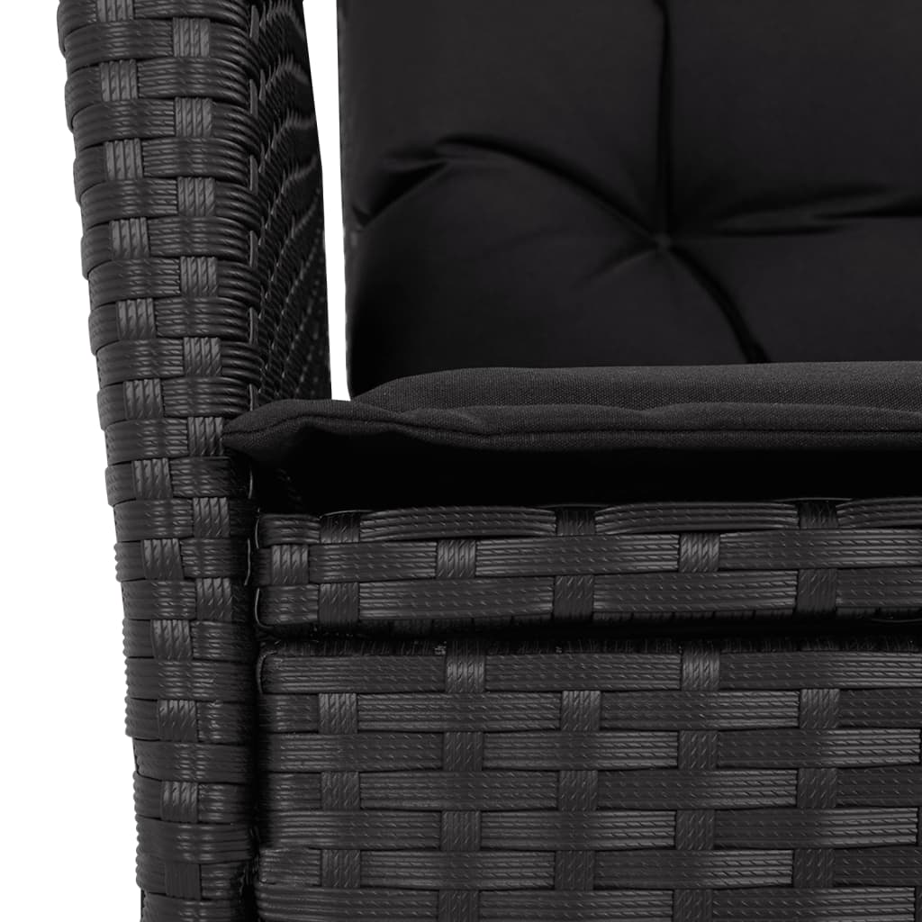 Set da Pranzo da Giardino 4 pz con Cuscini Nero in Polyrattan 3277452