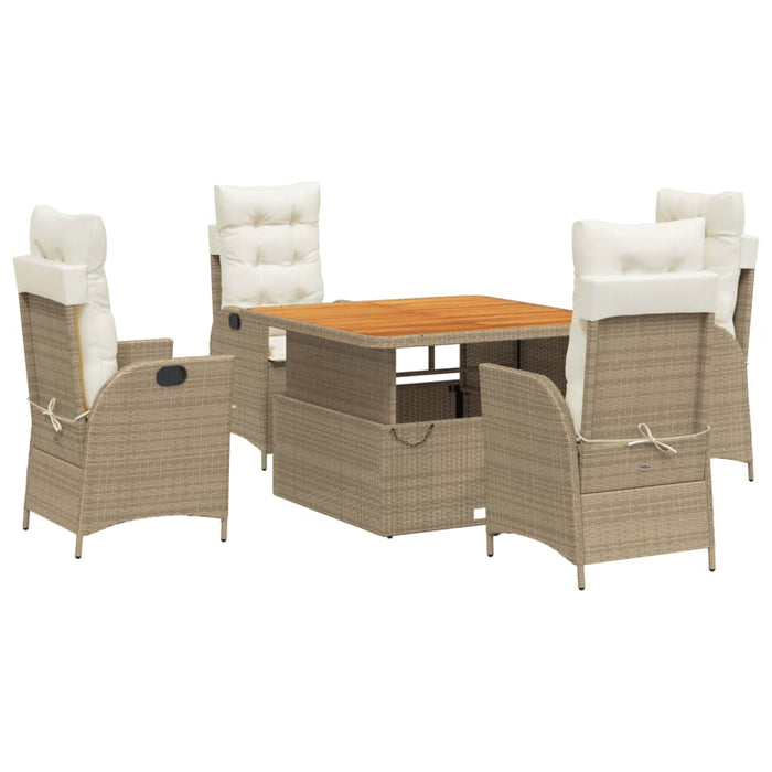 Set da Pranzo da Giardino 5 pz con Cuscini Beige in Polyrattan 3277473