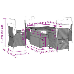 Set da Pranzo da Giardino 5 pz con Cuscini Beige in Polyrattan 3277473