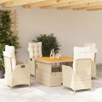Set da Pranzo da Giardino 5 pz con Cuscini Beige in Polyrattan 3277473