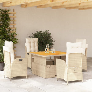 Set da Pranzo da Giardino 5 pz con Cuscini Beige in Polyrattan 3277473
