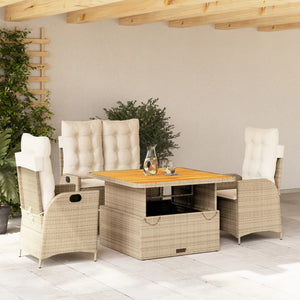 Set da Pranzo da Giardino 4 pz con Cuscini Beige in Polyrattan 3277476