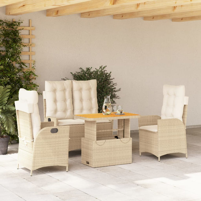 Set da Pranzo da Giardino 4 pz con Cuscini Beige in Polyrattan 3277479