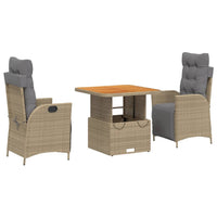 Set da Pranzo da Giardino 3 pz con Cuscini Beige in Polyrattan 3277483