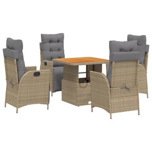 Set da Pranzo da Giardino 5 pz con Cuscini Beige in Polyrattan 3277484