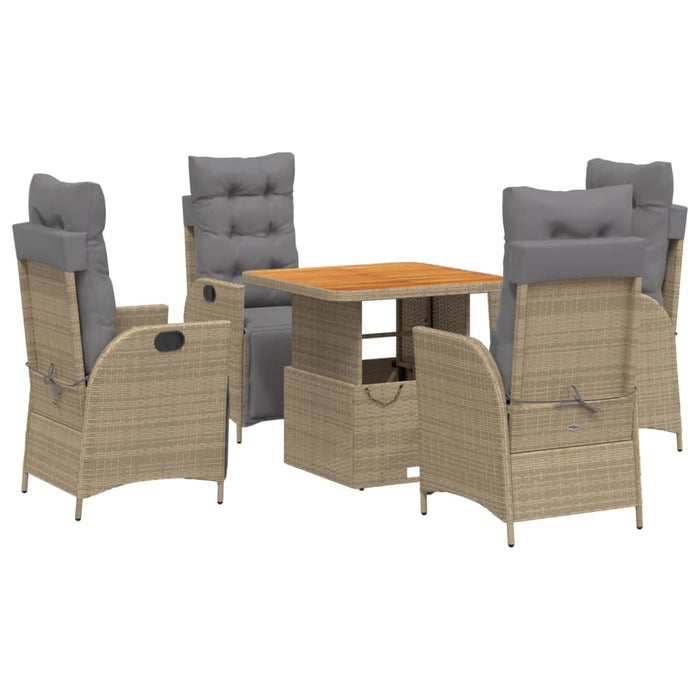 Set da Pranzo da Giardino 5 pz con Cuscini Beige in Polyrattan 3277484