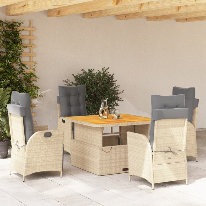 Set da Pranzo da Giardino 5 pz con Cuscini Beige in Polyrattan 3277486