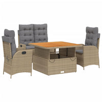Set da Pranzo da Giardino 4 pz con Cuscini Beige in Polyrattan 3277488