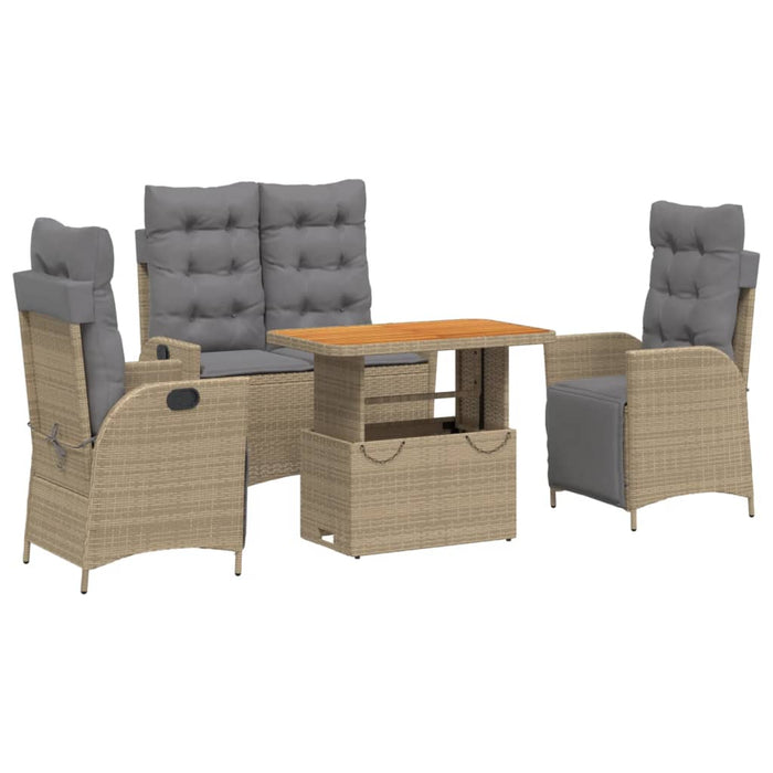 Set da Pranzo da Giardino 4 pz con Cuscini Beige in Polyrattan 3277492