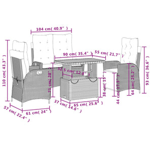 Set da Pranzo da Giardino 4 pz con Cuscini Beige in Polyrattan 3277492