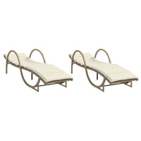 Lettini Prendisole 2 pz con Cuscini Beige in Polyrattan