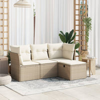 Set Divano da Giardino 4 pz con Cuscini-Sofa da Giardino-Divanetto da esterno Beige in Polyrattan 971627