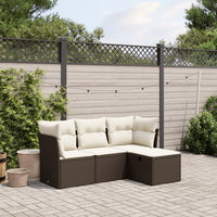 Set Divano da Giardino 4 pz con Cuscini-Sofa da Giardino-Divanetto da esterno Marrone in Polyrattan 825544