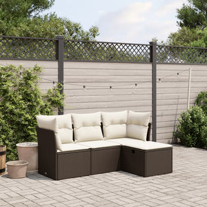 Set Divano da Giardino 4 pz con Cuscini-Sofa da Giardino-Divanetto da esterno Marrone in Polyrattan 825544