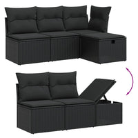 Set Divani da Giardino 5 pz con Cuscini in Polyrattan Nero