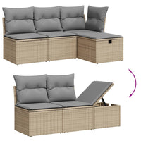 Set Divano da Giardino 5 pz con Cuscini-Sofa da Giardino-Divanetto da esterno Beige Misto Polyrattan 491703
