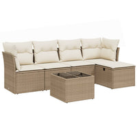 vidaXL Set Divano da Giardino 6 pz con Cuscini Beige in Polyrattan