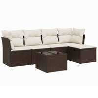 Set Divano da Giardino 6 pz con Cuscini-Sofa da Giardino-Divanetto da esterno Marrone in Polyrattan 830034