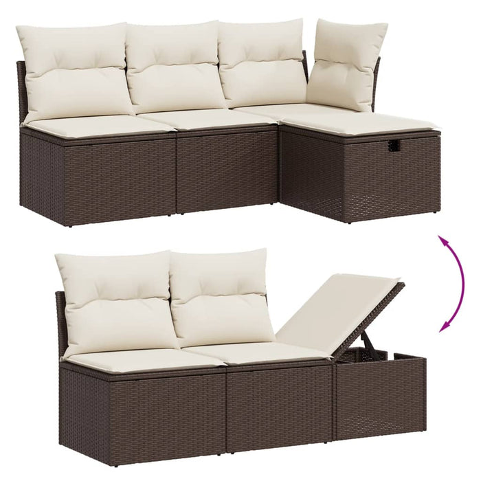 Set Divano da Giardino 6 pz con Cuscini-Sofa da Giardino-Divanetto da esterno Marrone in Polyrattan 830034