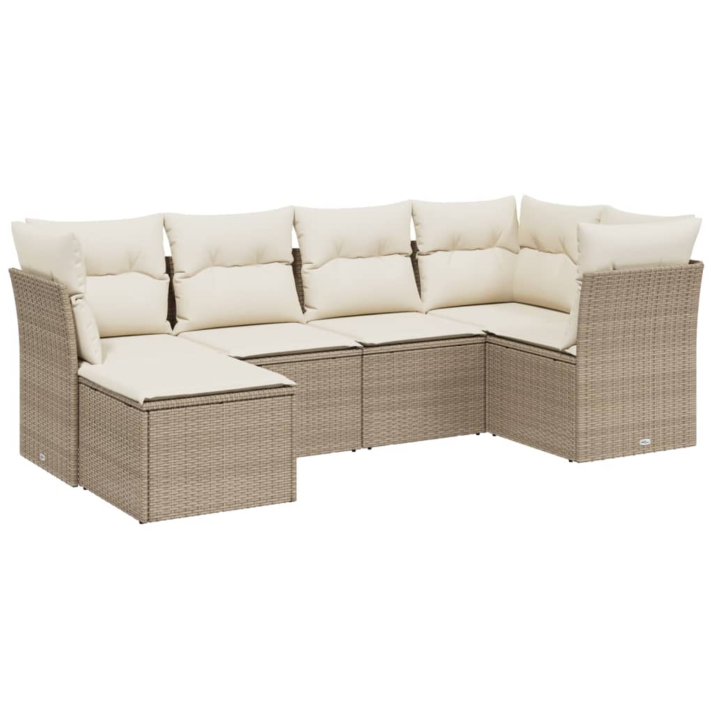 Set Divano da Giardino 6 pz con Cuscini Beige in Polyrattancod mxl 89675