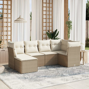 Set Divano da Giardino 6 pz con Cuscini Beige in Polyrattancod mxl 89675
