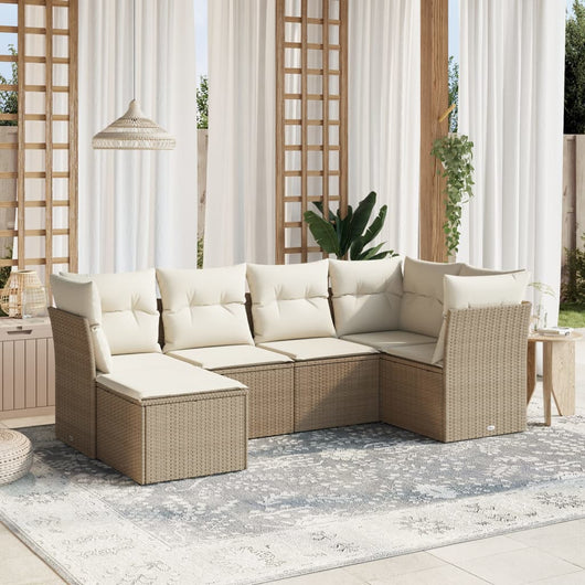 Set Divano da Giardino 6 pz con Cuscini Beige in Polyrattancod mxl 89675