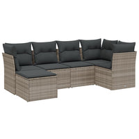 Set Divano da Giardino 6pz con Cuscini Grigio Chiaro Polyrattan