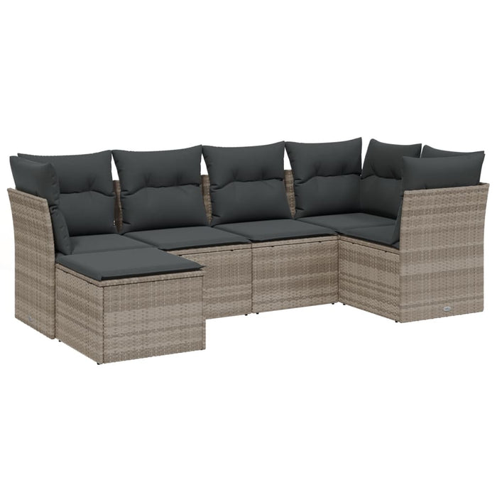 Set Divano da Giardino 6pz con Cuscini Grigio Chiaro Polyrattan