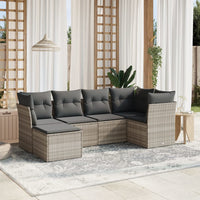 Set Divano da Giardino 6pz con Cuscini Grigio Chiaro Polyrattan