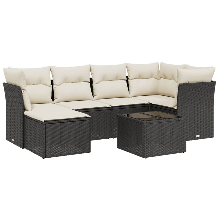 Set Divani da Giardino con Cuscini 7pz Nero Polyrattancod mxl 114497