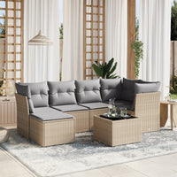 vidaXL Set Divano da Giardino 7 pz con Cuscini Beige Misto Polyrattan