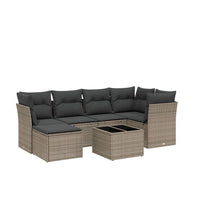 Set Divani da Giardino 7pz con Cuscini Grigio Chiaro Polyrattan 3263188