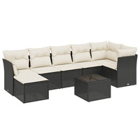 Set Divani da Giardino con Cuscini 8 pz Nero in Polyrattan