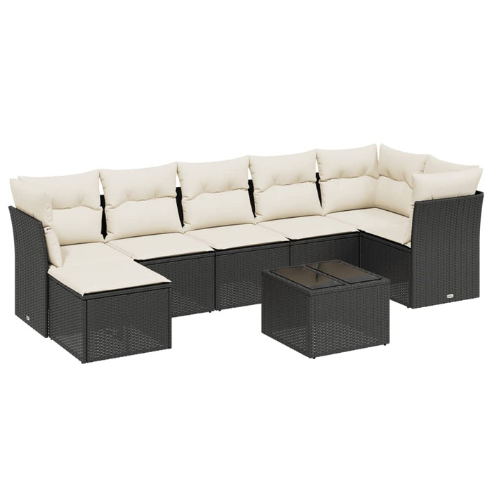 Set Divani da Giardino con Cuscini 8 pz Nero in Polyrattan