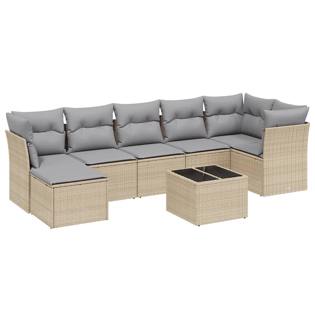 Set Divano da Giardino 8 pz con Cuscini Beige Misto Polyrattan 3263205