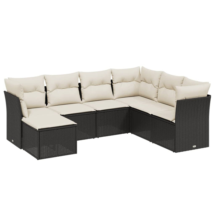 Set Divani da Giardino con Cuscini 7pz Nero Polyrattancod mxl 113679