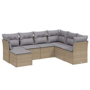 Set Divano da Giardino 7 pz con Cuscini Beige Misto Polyrattan 3263215