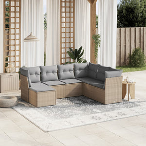 Set Divano da Giardino 7 pz con Cuscini Beige Misto Polyrattan 3263215