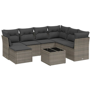 Set Divano da Giardino 8 pz con Cuscini Grigio in Polyrattan 3263226