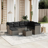 Set Divano da Giardino 8pz con Cuscini Grigio Chiaro Polyrattan