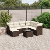 vidaXL Set Divani da Giardino 8 pz con Cuscini Marrone in Polyrattan