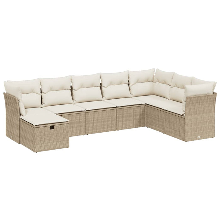 vidaXL Set Divano da Giardino 8 pz con Cuscini Beige in Polyrattan